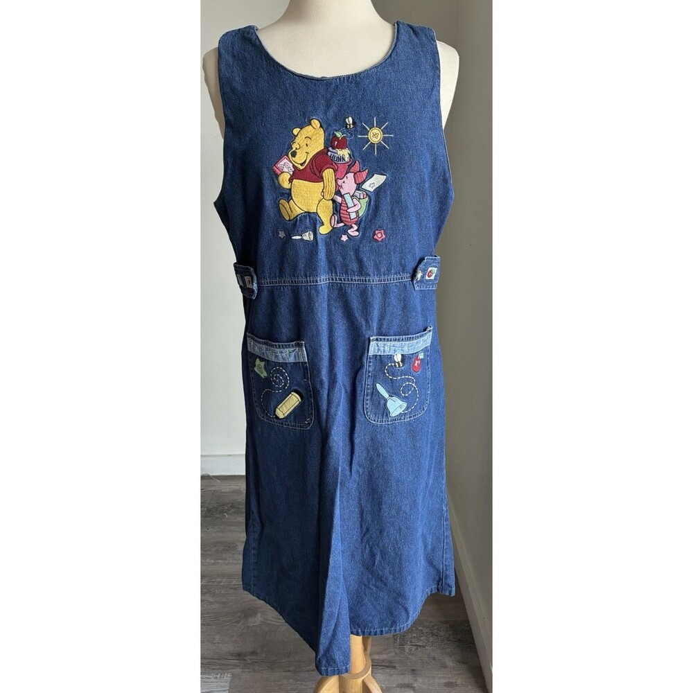 Vintage Disney Winnie the Pooh Piglet Denim Jumper Dress Size Medium